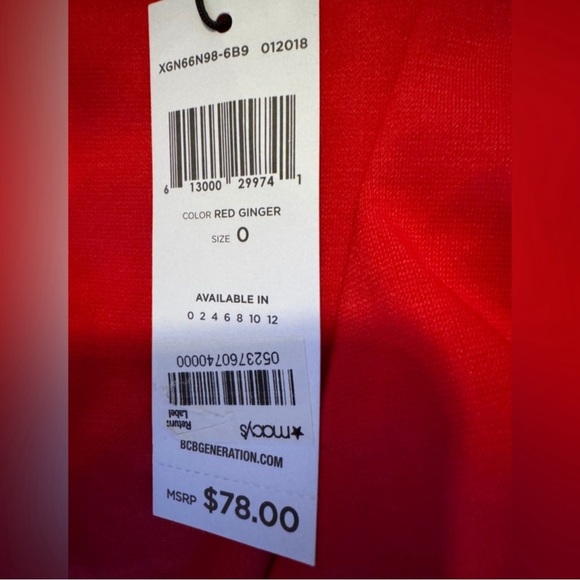 NWT BCBGeneration Women’s Red Flutter Sleeve V-Neck Mini Dress Size XS - Picture 5 of 5